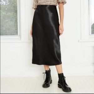 Black Midi Slip Skirt
